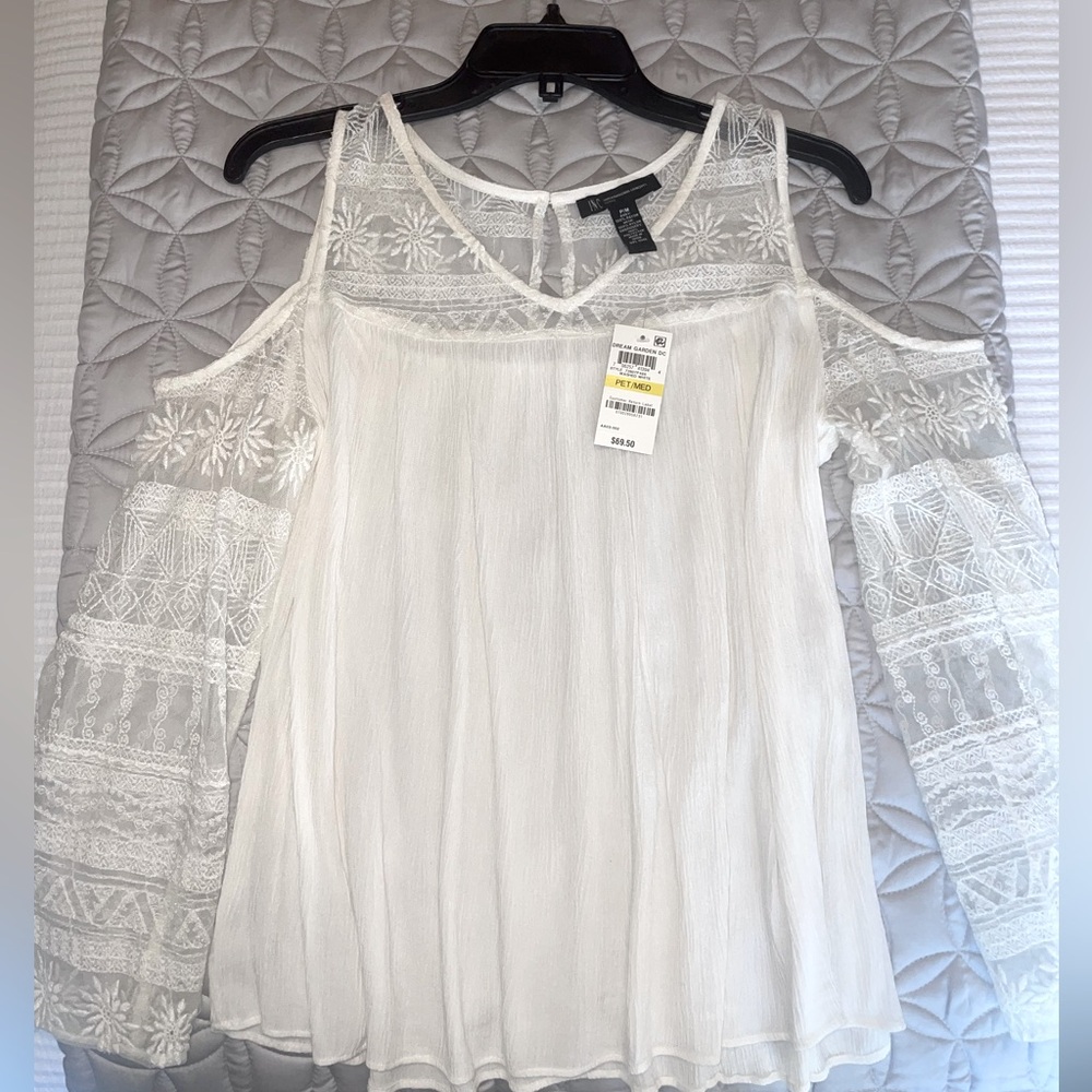 INC Cold Shoulder Top Rayon Mesh NEW